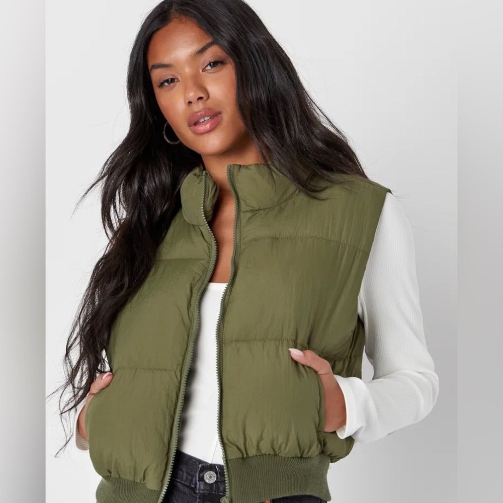 Lulus Olive Green Women's Puffer Vest